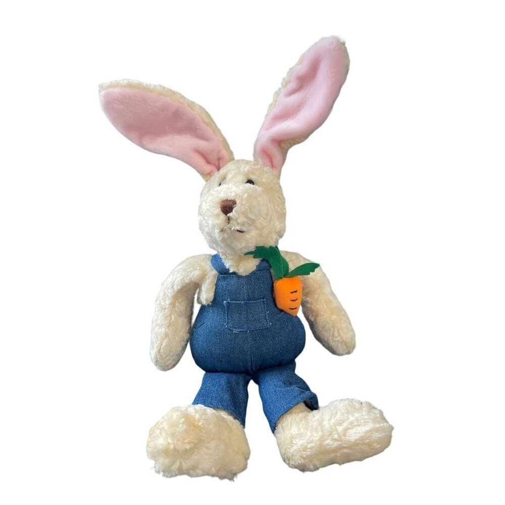 Gund Easter Plush Toy Bunny in Denim Overalls with Carrot Best Friends 18"